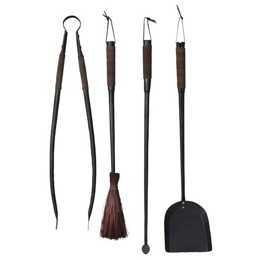 Iron & Leather Fireplace Tools